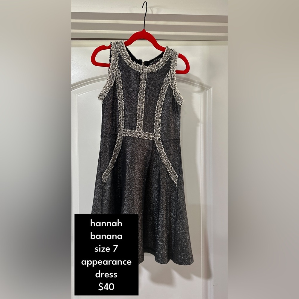 Hannah Sparkling Black Dress with Silver Trim